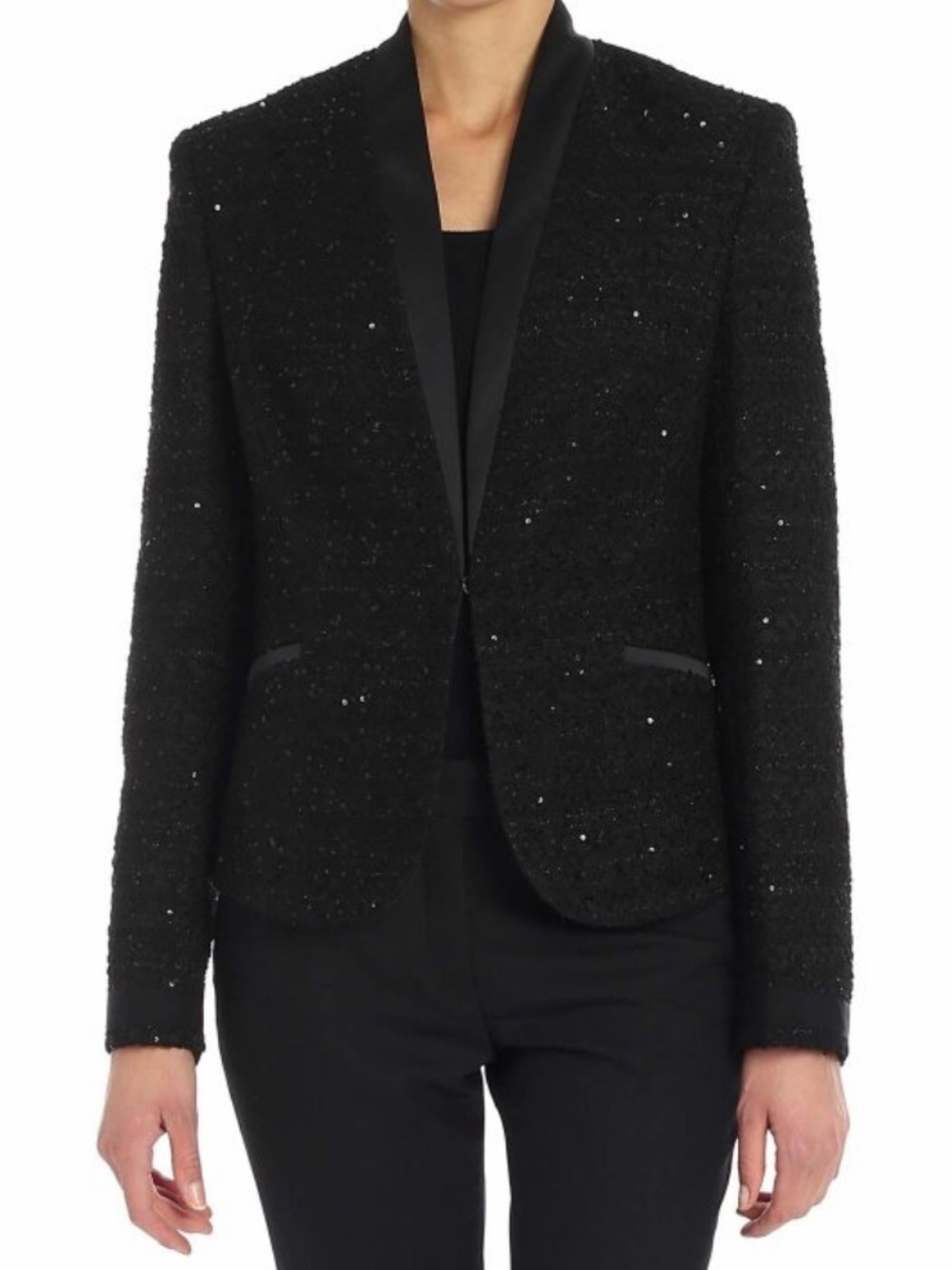 Karl Lagerfeld Black Tweed Blazer